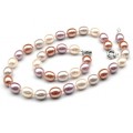 Комплект: бусы, браслет из майорки овал 13*15мм цвет белый, розовый, рыжий, 47; 20см
