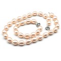 Комплект: бусы, браслет из майорки овал 13*15мм цвет пудровый, 47; 20см