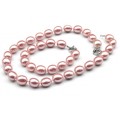 Комплект: бусы, браслет из майорки овал 13*15мм цвет розовый, 47; 20см