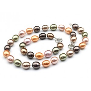 Комплект: бусы, браслет из майорки овал 13*15мм цвет рыже-кофейный, 47; 20см