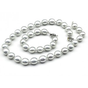 Комплект: бусы, браслет из майорки овал 13*15мм цвет серый, 47; 20см