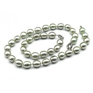 Комплект: бусы, браслет из майорки овал 13*15мм цвет фисташковый, 47; 20см