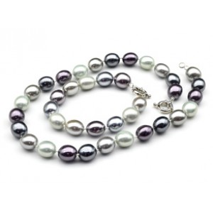 Комплект: бусы, браслет из майорки овал 13*15мм цвет черный, серый, 47; 20см