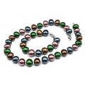 Комплект: бусы, браслет из майорки овал 15*13мм цвет ассорти буро-зеленое, 46; 20см
