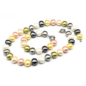 Комплект: бусы, браслет из майорки овал 15*13мм цвет ассорти, 46; 20см