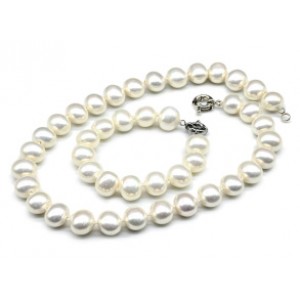 Комплект: бусы, браслет из майорки овал 15*13мм цвет бело-перламутровый, 46; 20см