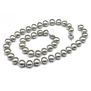 Комплект: бусы, браслет из майорки овал 15*13мм цвет графит, 46; 20см Комплект: бусы, браслет из майорки овал 15*13мм цвет графит, 46; 20см