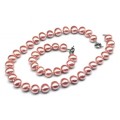 Комплект: бусы, браслет из майорки овал 15*13мм цвет розовый, 46; 20см
