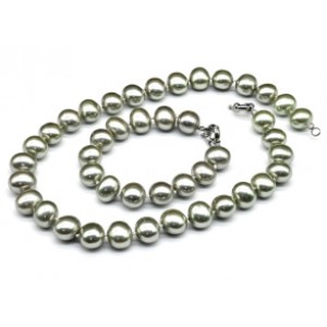 Комплект: бусы, браслет из майорки овал 15*13мм цвет фисташковый, 46; 20см