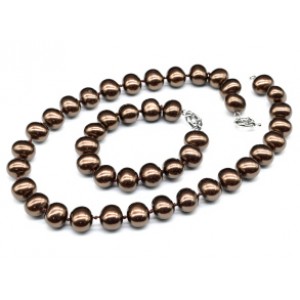 Комплект: бусы, браслет из майорки овал 15*13мм цвет шоколадный, 46; 20см