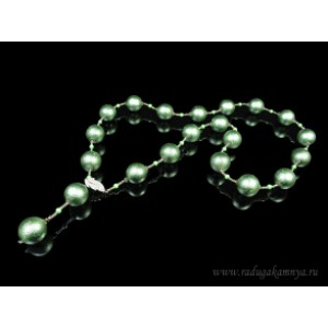 Крупные бусы из майорки цвет мятный, 88см