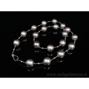 Крупные бусы из майорки цвет серый, 86см