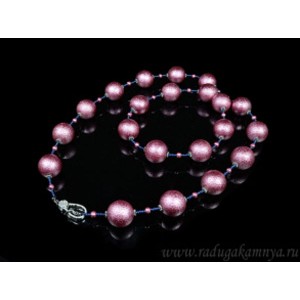 Крупные бусы из майорки цвет сиреневый, 88см