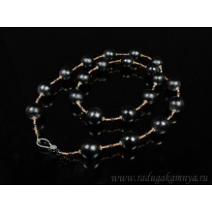 Крупные бусы из майорки цвет черный, 92см