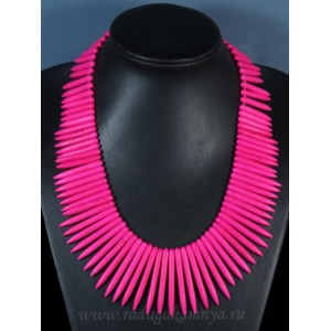 Колье из кахолонга (имитация) иголочки 20-50мм, цвет фуксия, 55см