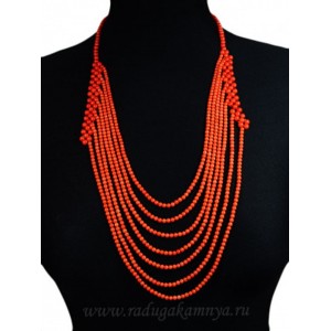 Колье из коралла оранжевого 7нитей шарик 5-4мм, 65см Колье из коралла оранжевого 7нитей шарик 5-4мм, 65см