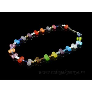 Бусы из кошачьего глаза (синт.) с цирконом виноград крупный, цвет ассорти 4, 48см