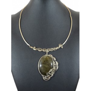 Колье обсидиан " Овал " 48*64мм, 49см. Колье обсидиан " Овал " 48*64мм, 49см.