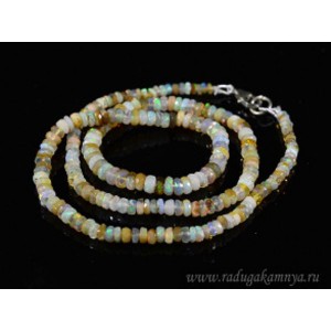 Бусы из Опала +++ огранка рондель 3-5мм, 46см, 9,1г