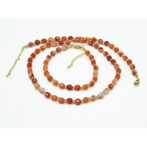 Комплект: бусы, браслет из сердолика граненые 5*6мм, 45см, 17см Комплект: бусы, браслет из сердолика граненые 5*6мм, 45см, 17см