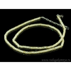 Бусы из Фианита шарик гр.3мм, цвет сливочный, 45см, 17г