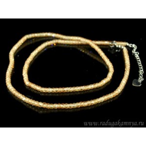 Бусы из Фианита шарик гр.3мм, цвет шампань, 45см, 17г