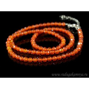 Бусы из Фианита шарик гр.4мм, цвет рыжий, 44см, 20г