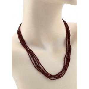 Бусы из циркона 5 нитей шарик гр.2мм цвет винный, 48см