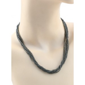 Бусы из циркона 5 нитей шарик гр.2мм цвет графит, 45см