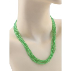 Бусы из циркона 5 нитей шарик гр.2мм цвет зеленый, 47см