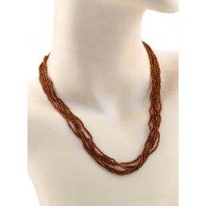 Бусы из циркона 5 нитей шарик гр.2мм цвет коньячный, 46см