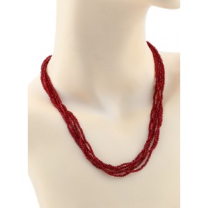 Бусы из циркона 5 нитей шарик гр.2мм цвет красный, 48см