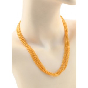 Бусы из циркона 5 нитей шарик гр.2мм цвет медовый, 47см