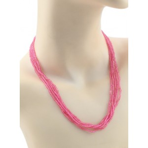 Бусы из циркона 5 нитей шарик гр.2мм цвет розовый яркий, 48см