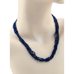 Бусы из циркона 5 нитей шарик гр.2мм цвет синий темный, 46см