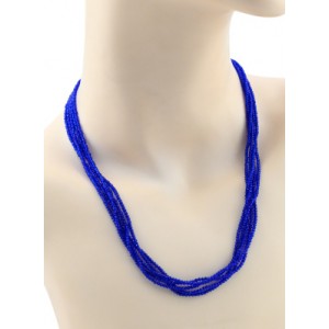 Бусы из циркона 5 нитей шарик гр.2мм цвет синий яркий, 48см