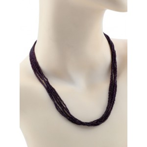 Бусы из циркона 5 нитей шарик гр.2мм цвет фиолетовый, 47см