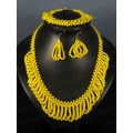 Колье 48см,браслет 20см, серьги из циркона цвет желтый