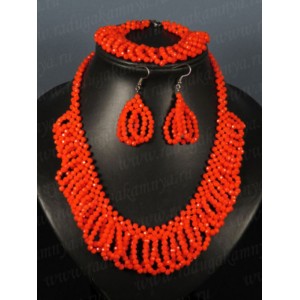 Колье 48см,браслет 20см, серьги из циркона цвет оранжевый Колье 48см,браслет 20см, серьги из циркона цвет оранжевый