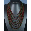 Колье из циркона 14 нитей красный,зеленый, 44см Колье из циркона 14 нитей красный,зеленый, 44см