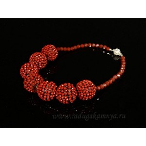 Колье из циркона " Шар " цвет бордовый, 49см