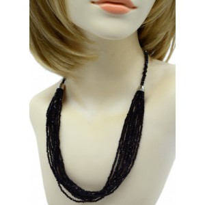 Колье из циркона 10 нитей кукуруза гр 3-4мм цвет  черный, 55см