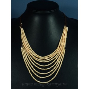 Колье из циркона 10 нитей цвет кремовый матовый, 50см