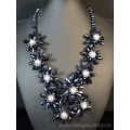 Колье из циркона 10 цветков цвет черно-синий , 50см