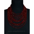 Колье из циркона 14нитей бордовый, 44см Колье из циркона 14нитей бордовый, 44см