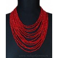 Колье из циркона 14нитей красный, 44см Колье из циркона 14нитей красный, 44см
