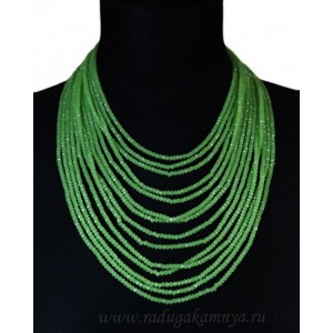 Колье из циркона 14нитей св.зеленый, 44см