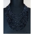 Колье из циркона 14нитей черно-синий, 44см