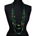 Колье из циркона 3 нити цвет зеленый, 88см Колье из циркона 3 нити цвет зеленый, 88см