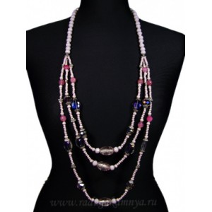 Колье из циркона 3 нити цвет сиреневый, 88см